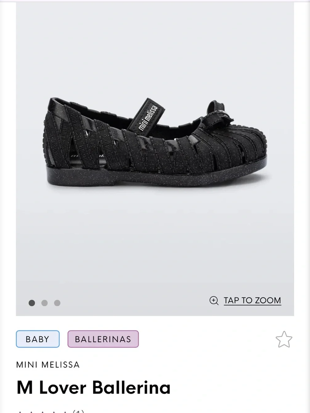 Mini Melissa Black Glitter Strappy Ballerina